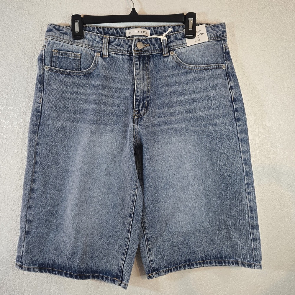 Witty Fox 90's Baggy Dad Jorts Light Wash Denim Shorts High Rise Size 11/30 NEW